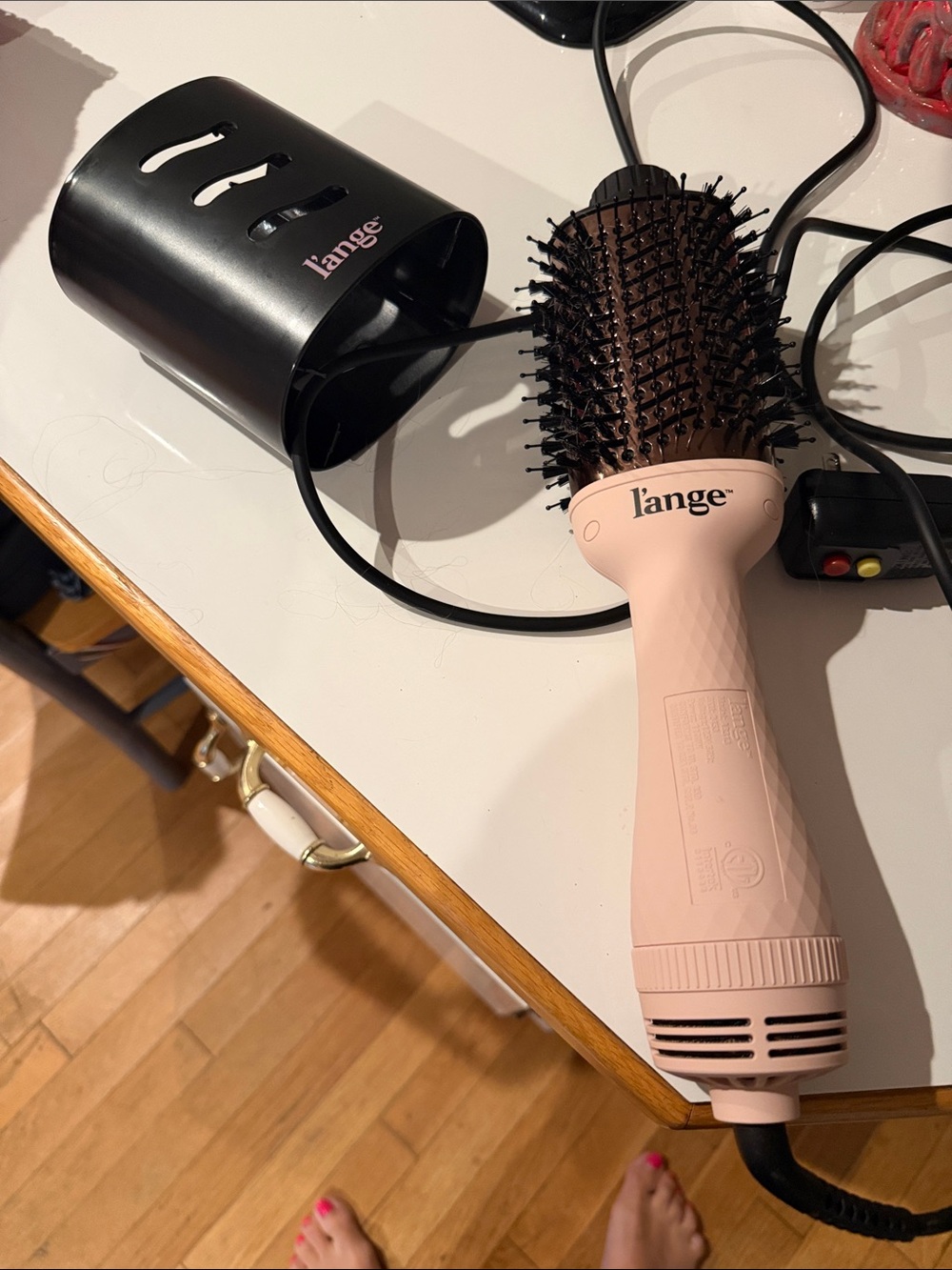 Lange Pink & Black Round Hot Air Brush Styler